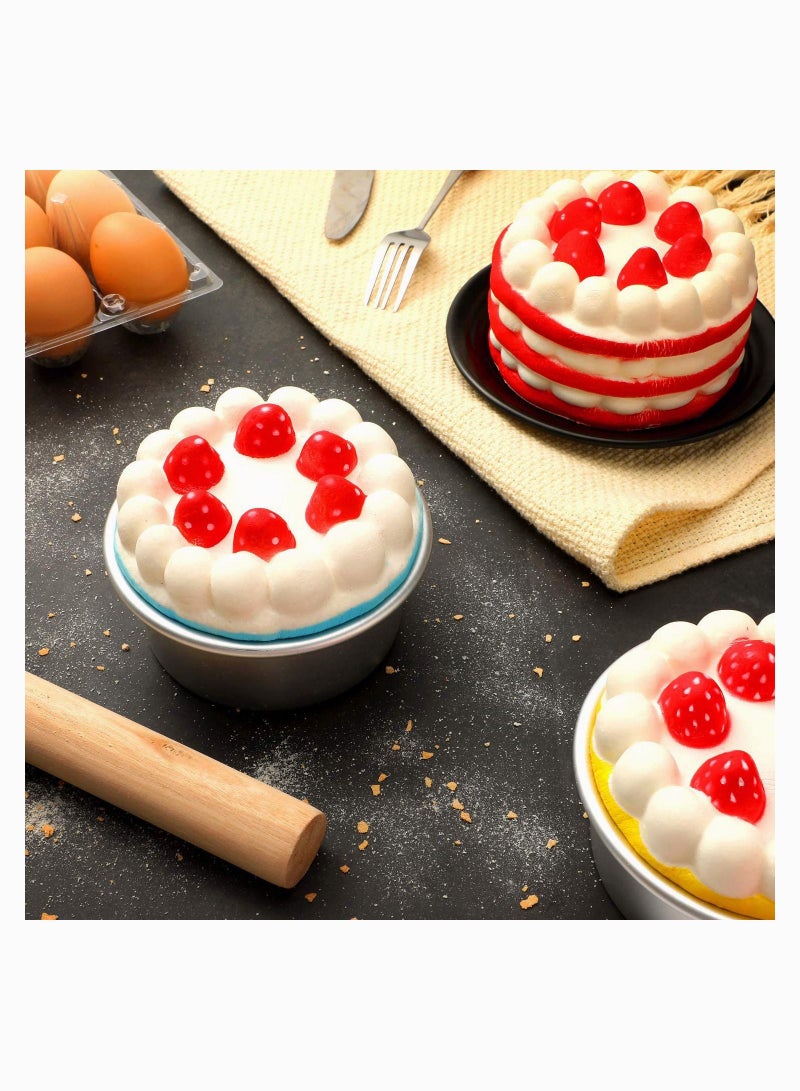Cake Pans Round Non stick Round Cheese cake Baking Pans for Home Party Baking Supplies, Round Cake Pans with Removable Bottom 4 Pieces 4 Inch - Image 3