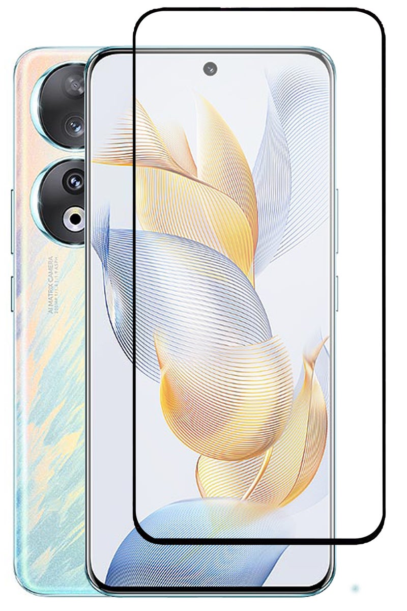 For Honor 90 5G - Tempered Glass Screen Protector - Advanced Border-Less Full Edge to Edge ,Shatterproof , High Responsiveness , Higher Transparency , Quick to Install ,Anti-scratch and Bubble-free Screen Protector - Black - Image 1