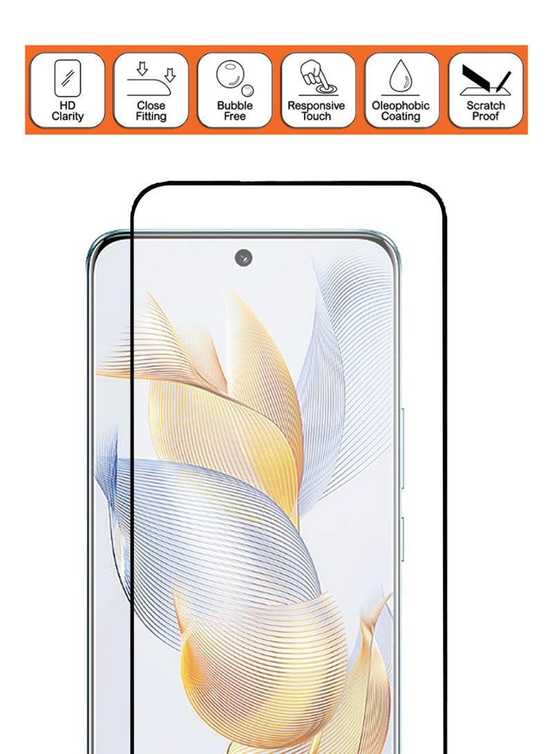 For Honor 90 5G - Tempered Glass Screen Protector - Advanced Border-Less Full Edge to Edge ,Shatterproof , High Responsiveness , Higher Transparency , Quick to Install ,Anti-scratch and Bubble-free Screen Protector - Black - Image 4