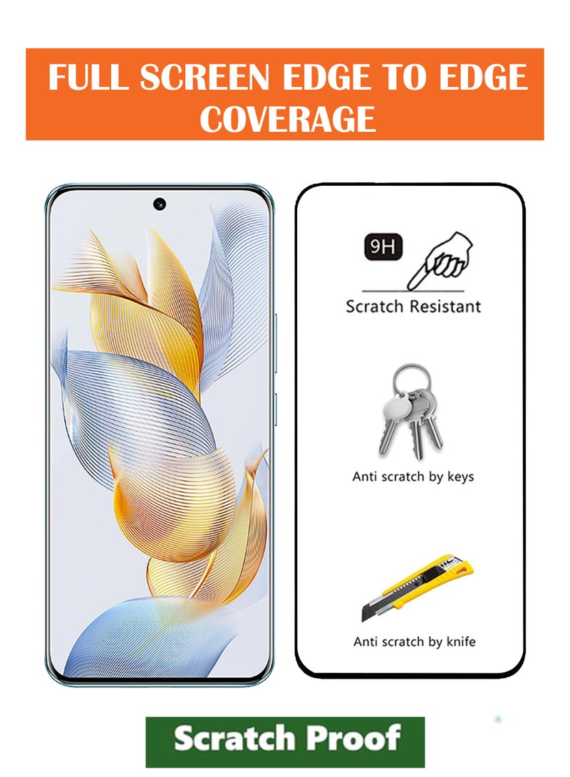 For Honor 90 5G - Tempered Glass Screen Protector - Advanced Border-Less Full Edge to Edge ,Shatterproof , High Responsiveness , Higher Transparency , Quick to Install ,Anti-scratch and Bubble-free Screen Protector - Black - Image 2