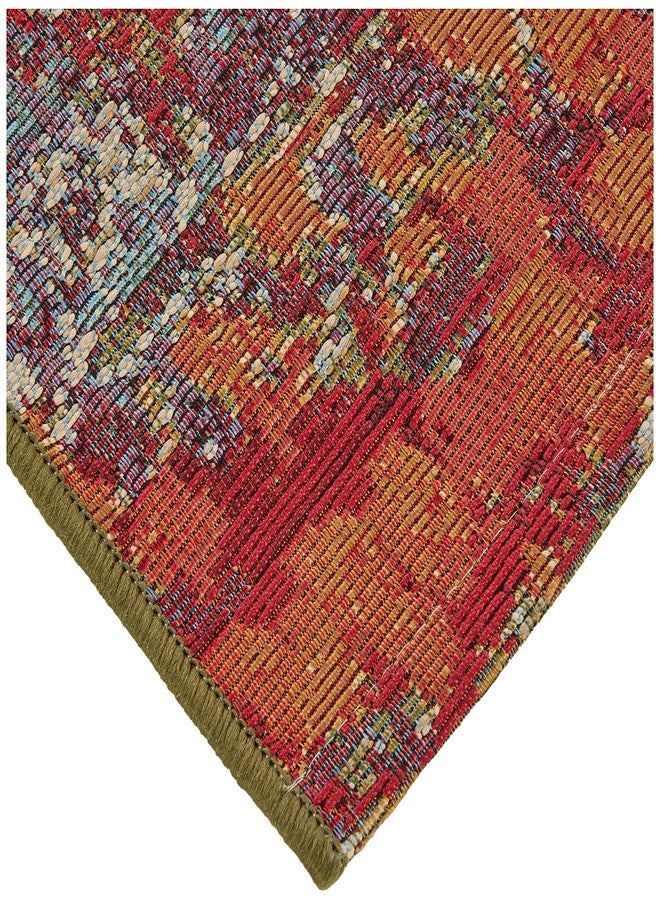 Unique Loom Outdoor Modern Collection Area Rug - Crumpled (2' x 8' Runner, Multi/ Gold) - Image 2