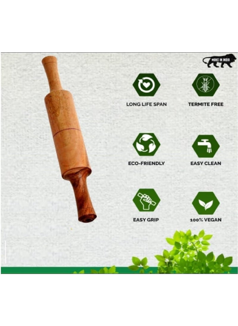 KAVISHRAJ KAVISHRAJ Smooth Finish 12 Inch Wooden Roti Maker Belan Traditional Rolling Pin for Soft Roti Chapati Paratha Brown Pack of 1  - Image 3