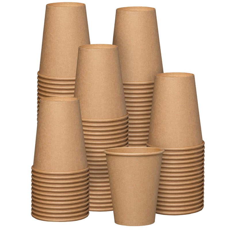 GUSTO 12 oz  100 Count Kraft Disposable Paper Cups Hot Coffee Cups Brown Unbleached  EcoFriendly Cups Formerly Comfy Package