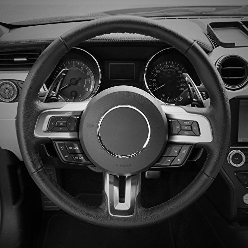 Voodonala Black Steering Wheel Shift Paddle Shifter Trim Cover for Ford Mustang 2015-2023 - Image 4