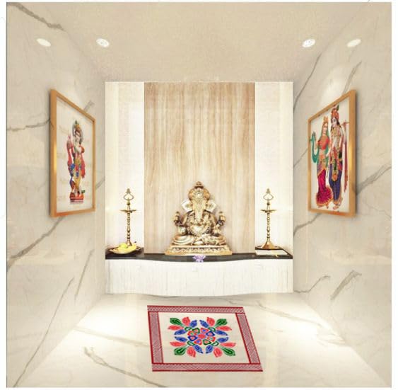 Rangoli Sticker kolam Sticker for Wall Tile Floor Steel Sticker MulticolourMeroon Modal CB1MP4 30x30 INCH  - Image 4