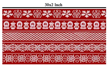 Rangoli Sticker kolam Sticker for Wall Tile Floor Steel Sticker MulticolourMeroon Modal CB1MP4 30x30 INCH  - Image 3