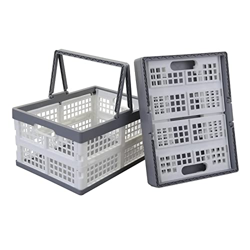 Teyyvn 2-Pack Collapsible Crate with Handle, Stackable Grocery Shopping Baskets - Image 1