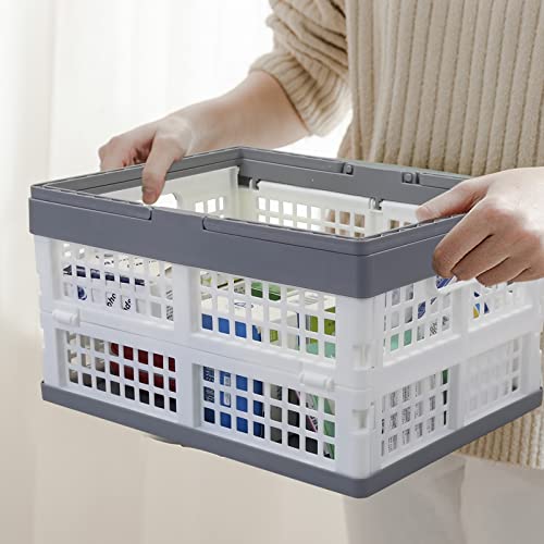 Teyyvn 2-Pack Collapsible Crate with Handle, Stackable Grocery Shopping Baskets - Image 5