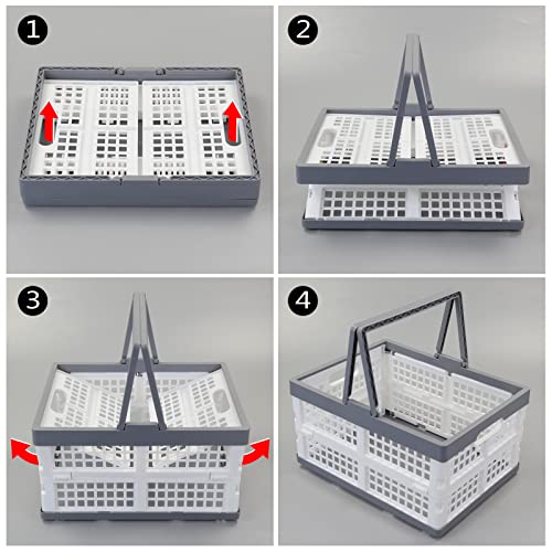Teyyvn 2-Pack Collapsible Crate with Handle, Stackable Grocery Shopping Baskets - Image 4