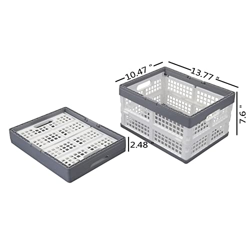Teyyvn 2-Pack Collapsible Crate with Handle, Stackable Grocery Shopping Baskets - Image 2