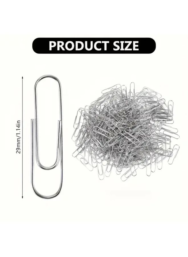 100pcs Silvery Paper Clips For Document Organization Bookmarking Office School Supplies - Image 1