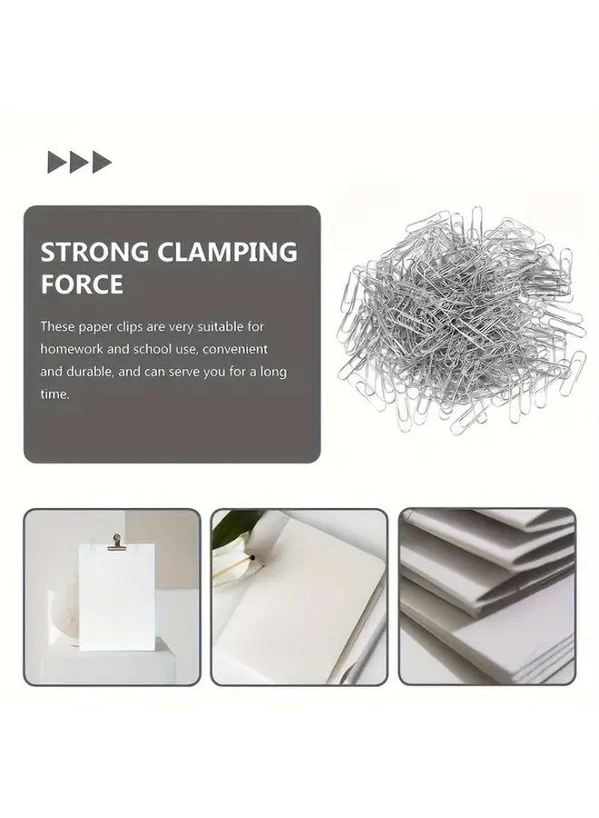 100pcs Silvery Paper Clips For Document Organization Bookmarking Office School Supplies - Image 4