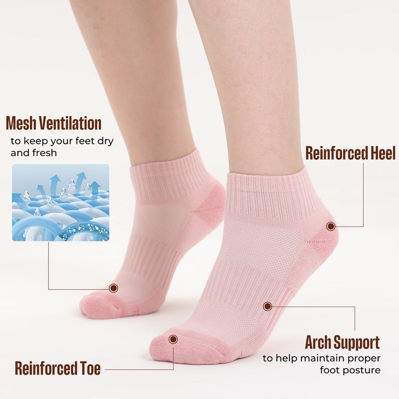 BAMBOO COOL Athletic Ankle Socks Womens Anti-Odor Socks Moisture-Wicking Running Cushioned Anti-Blister 5/6 Pairs - Image 4