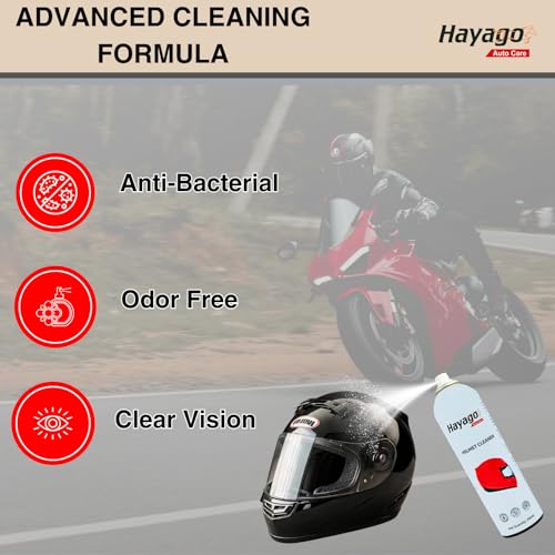 Hayago - Anti-Bacterial Helmet Cleaner Foam Spray - Jumbo Size (250 ML) | Odour Neutralizer Technology | Fresh Cotton Fragrance | Twice The Content | Easy to Use - Image 2