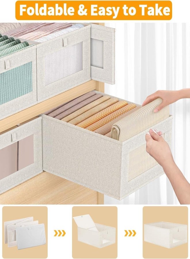 OTIPORTER Foldable Linen Closet Organizers and Storage Bins, Storage Containers with Clear Window, Large Storage Boxes Baskets for Organizing Clothing Jeans Toys Books Closet Wardrobe (PACK OF 2) - Image 2
