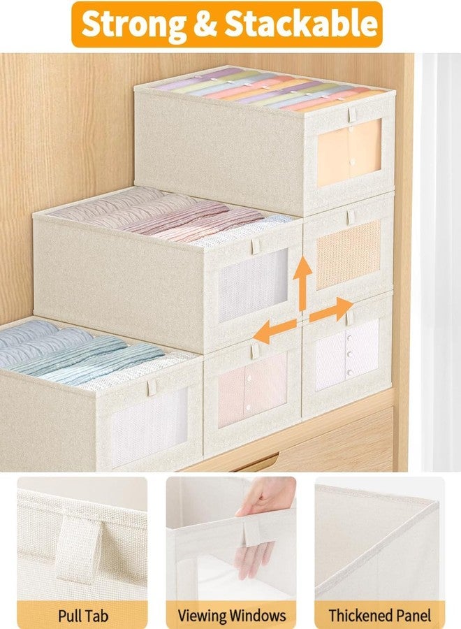 OTIPORTER Foldable Linen Closet Organizers and Storage Bins, Storage Containers with Clear Window, Large Storage Boxes Baskets for Organizing Clothing Jeans Toys Books Closet Wardrobe (PACK OF 2) - Image 3