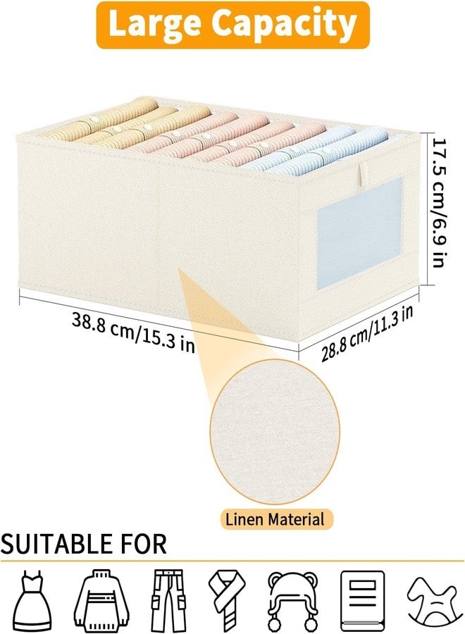 OTIPORTER Foldable Linen Closet Organizers and Storage Bins, Storage Containers with Clear Window, Large Storage Boxes Baskets for Organizing Clothing Jeans Toys Books Closet Wardrobe (PACK OF 2) - Image 4
