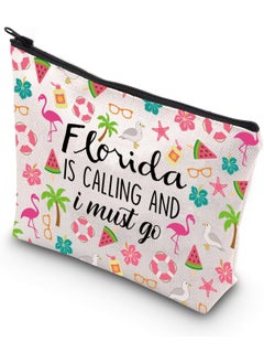 WCGXKO WCGXKO Florida Vacation Gift - Travel Gift Pouch, Zipper Makeup Bag - 'Florida Is Calling And I Must Go' 