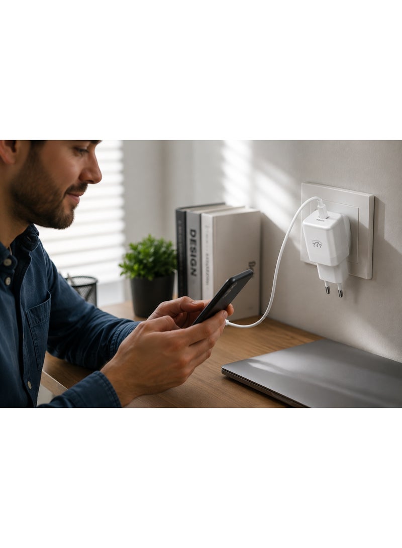 777 Triple Seven 777 MD-305 GaN 35W Fast Wall Charger, Miniature Travel Adapter with PD Type-C Port, Smart Protection - White - Image 5