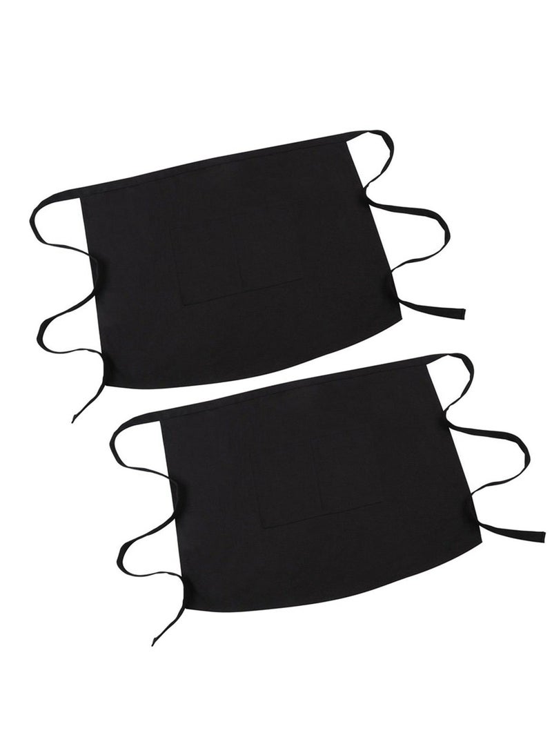 Kitchen Cotton Bow Short Half Waist Apron Bar Pub Cafe Server Waiter Waitress,2PCS  - Image 1