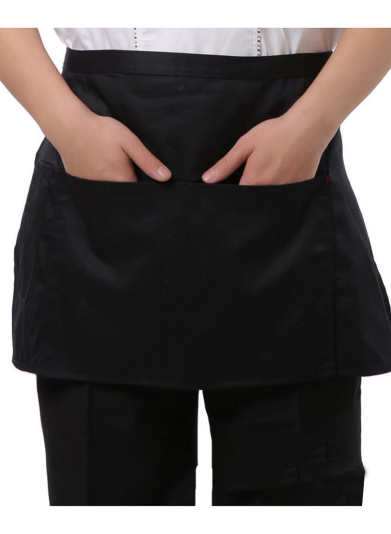 Kitchen Cotton Bow Short Half Waist Apron Bar Pub Cafe Server Waiter Waitress,2PCS  - Image 5