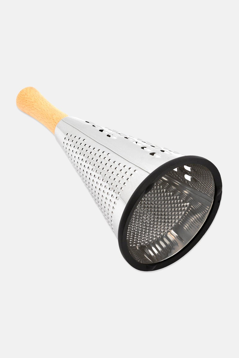 Bombay Conical Round Stainless Steel Grater With Wooden Handle, Silver - Image 3