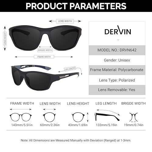 Dervin UV Protected Polarized Sports Sunglasses for Men Driving Cycling Fishing Cricket Sunglasses (Black) - Image 5