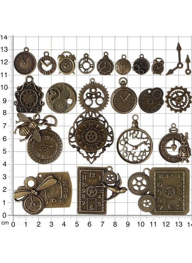 BIHRTC - 40Pcs Antique Bronze Mix Skeleton Steampunk Clock Face Watch Gear Cog Wheel Pendant Charms Jewelry Making Diy Steampunk Gear Pendant Charms - Image 1