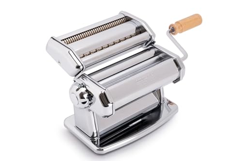 Imperia Pasta Maker Machine- 100% Made in Italy, Heavy Duty Steel Construction, Easy Lock Dial, Wood Grip Handle & Cleaning Brush- Fresh Homemade Italian Spaghetti Fettuccine or Lasagna (Classic Line) - Image 1