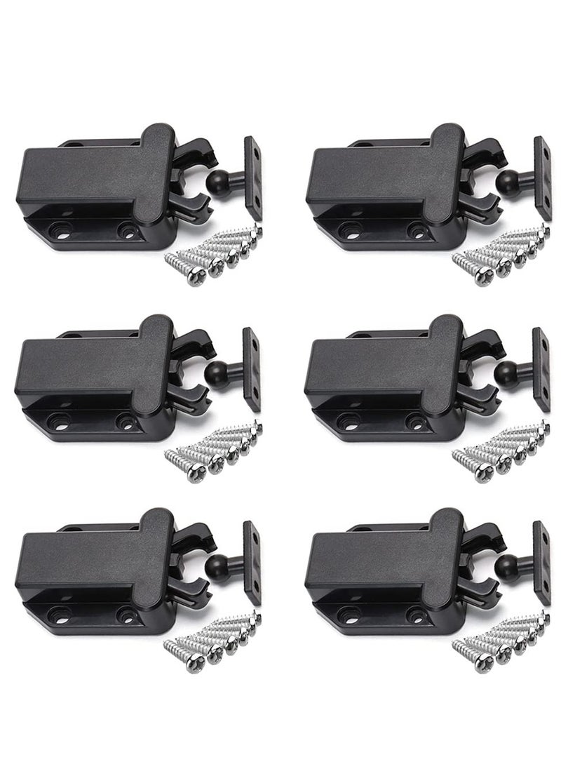 Mordely Push Lock Pack of 6 Door Latch with Touch Release Push Lock Black Push Catch Spring Latch with Screws for Kitchen Cabinet Doors Cabinets Home Furniture Hold Lock  - Image 1