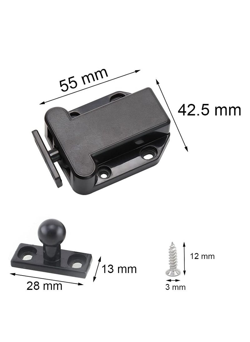 Mordely Push Lock Pack of 6 Door Latch with Touch Release Push Lock Black Push Catch Spring Latch with Screws for Kitchen Cabinet Doors Cabinets Home Furniture Hold Lock  - Image 2