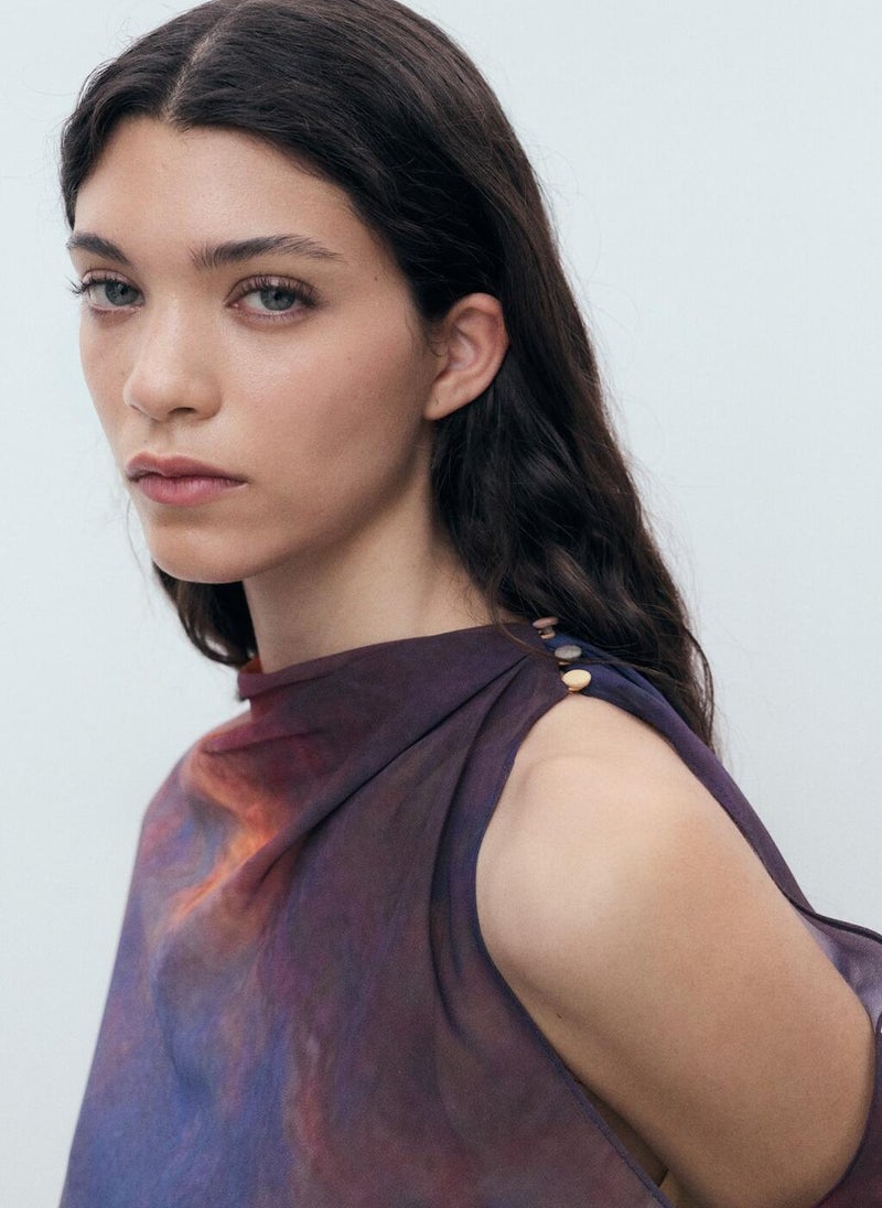 مانجو فستان مطبوع بطبقة غير متماثلة - Image 4