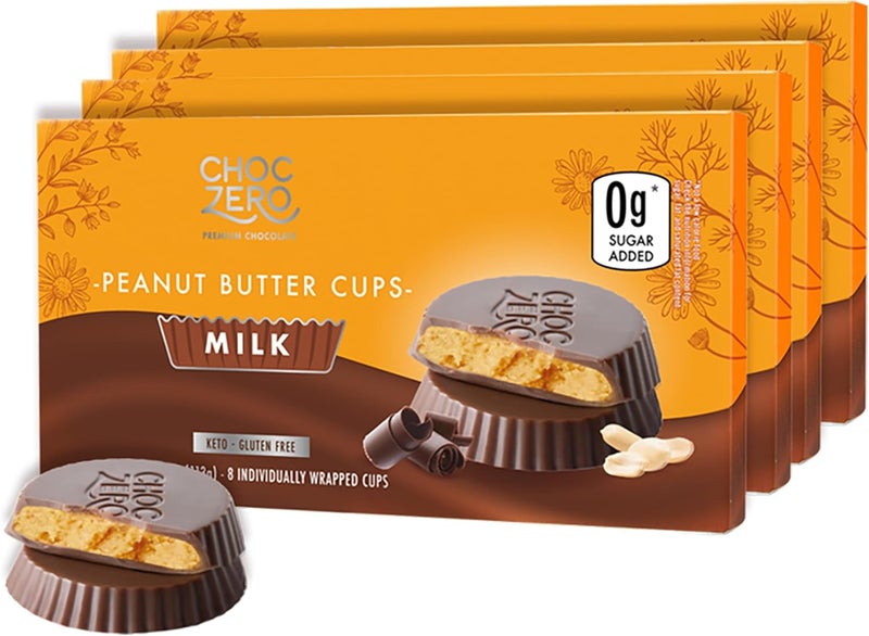 ChocZero Milk Chocolate Peanut Butter Cups - No Added Sugar, Gluten Free, Low Carb, 32 Individually Wrapped Cups - Image 1