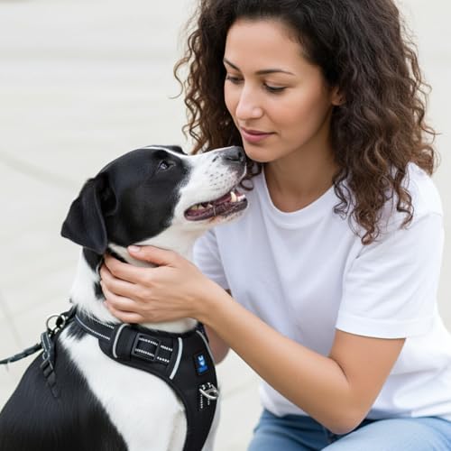 HANK Dog Harness | 3M Reflective Strap | Dog Body Vest for Medium Dogs | Soft Comfortable Padded | Anti Pull Harness for Walking, Training (Black - M (14-22Kg) - Image 3