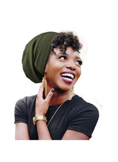 Dreadlock Cap Silk Satin Lined Large Head Army Green