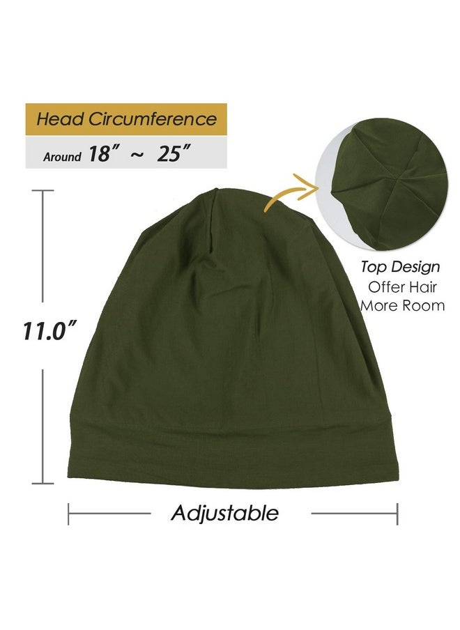 FocusCare - Dreadlock Cap Silk Satin Lined Large Head Army Green - Image 1