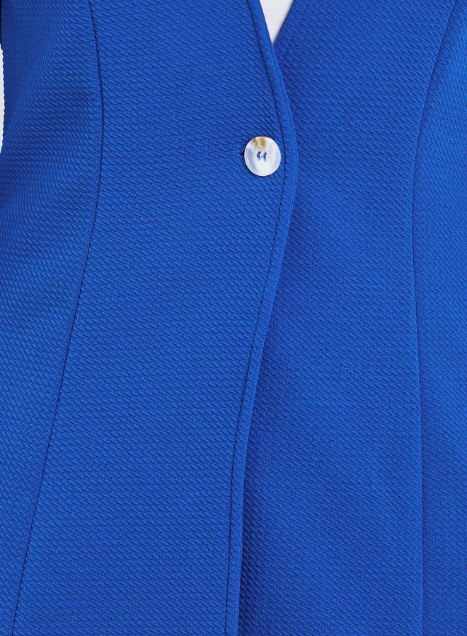Take Two Blue Textured Fitted Blazer - Image 4