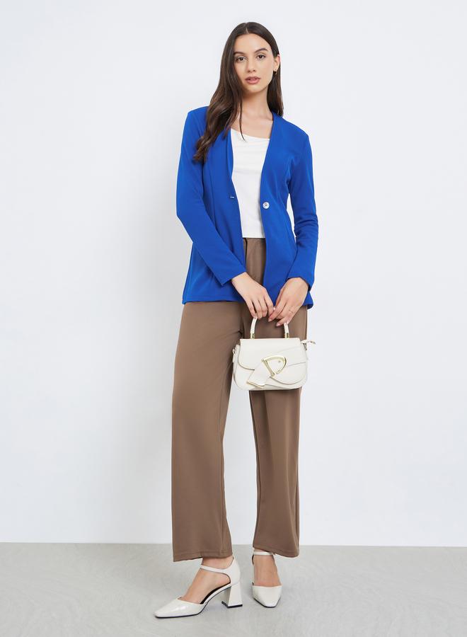 Take Two Blue Textured Fitted Blazer - Image 3