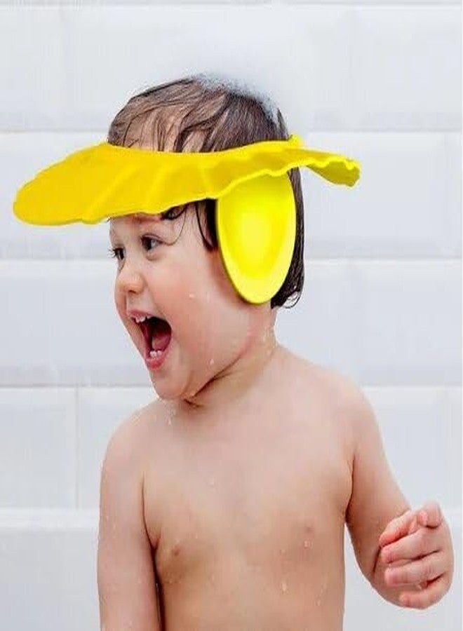 PAPERI Shower Cap For Kids - Babies Bathing Eye & Ear Protector Headcap, Adjustable Waterproof Caps for Headbath, Toddlers Head Hair Wash Protection Gadgets, Baby Bath Cover Accessories, Yellow - Image 2