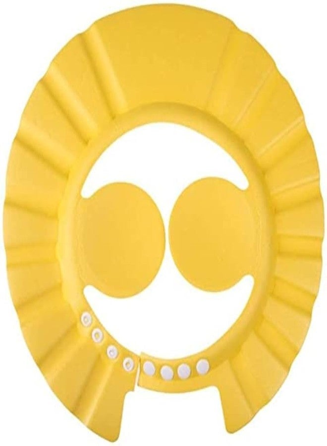 PAPERI Shower Cap For Kids - Babies Bathing Eye & Ear Protector Headcap, Adjustable Waterproof Caps for Headbath, Toddlers Head Hair Wash Protection Gadgets, Baby Bath Cover Accessories, Yellow - Image 1