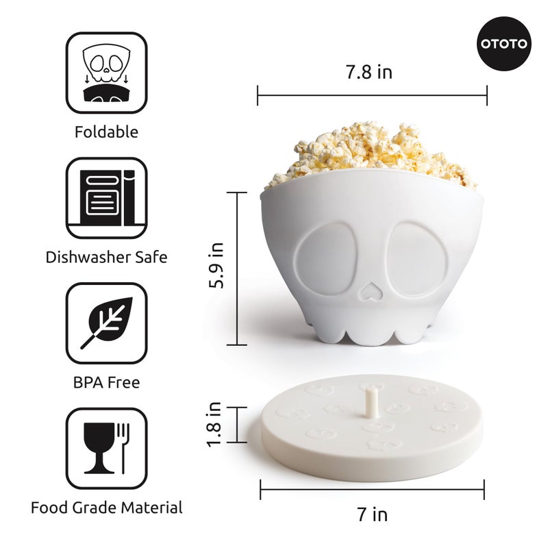 OTOTO New Scary Poppings Microwave Popcorn Popper - Gothic Popcorn Microwave Popper, Silicone Microwave Popcorn, Collapsible Bowl Popcorn Bowls, Halloween Goth Accessories Goth Gifts (White) - Image 5