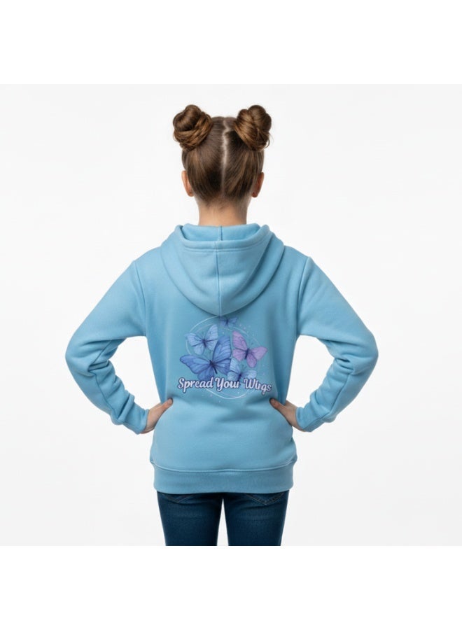 سيزار هودي بناتي مزود بغطاء للرأس وطباعات علي الضهر والصدر - Image 2