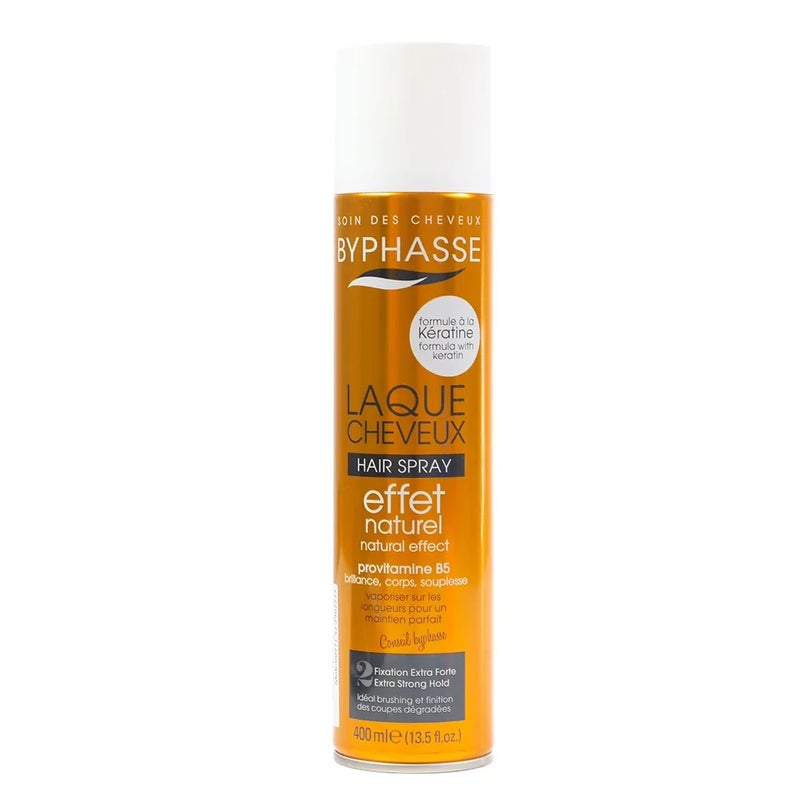 Byphasse Natural Effect Hair Spray with Provitamin B5, Extra Strong Hold, Hair Spray 400ml