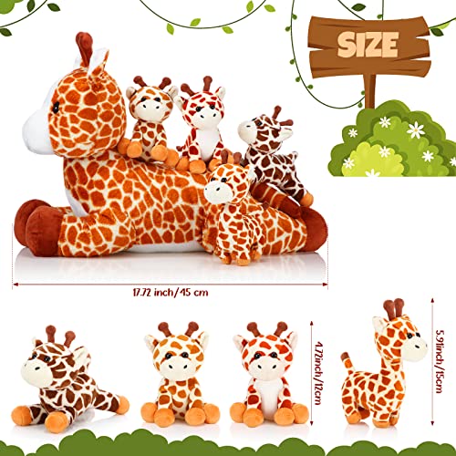 Honoson 5 Pcs Valentine Giraffe Stuffed Animals Set 18 Large Mommy Giraffe Plush with 4 Cute Baby Zippered Tummy Softer for Kids Boy Girl Galentine New Year Birthday Favor PartyGrovel - Image 5