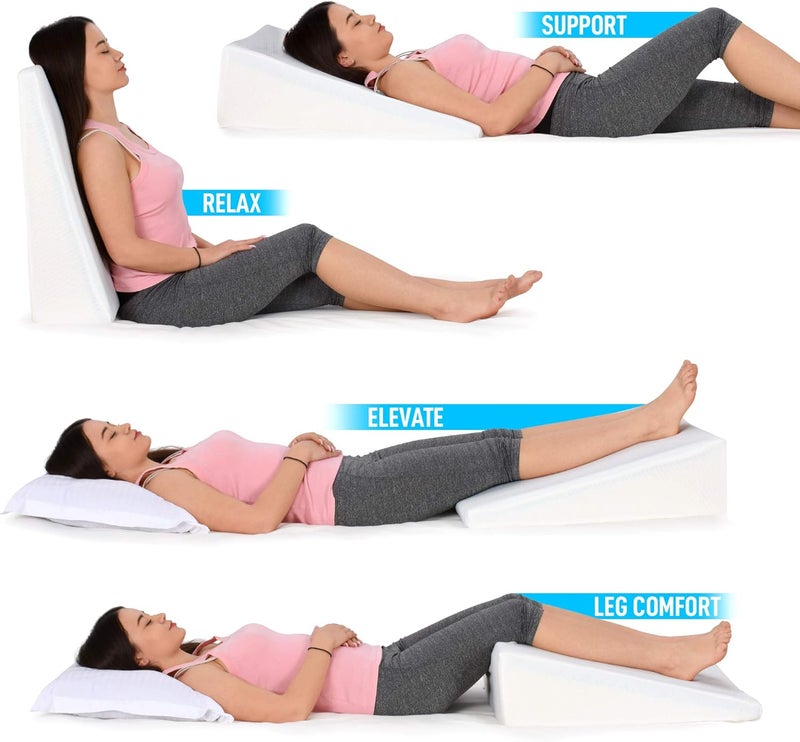 Healthex Bed Wedge Support Pillow Memory Foam For Acid Reflux GERD Reduce Back Pain Snoring And Breathing Problems Great For Sleeping Reading Rest Elevation Washable Cover MA STYLES - Image 4