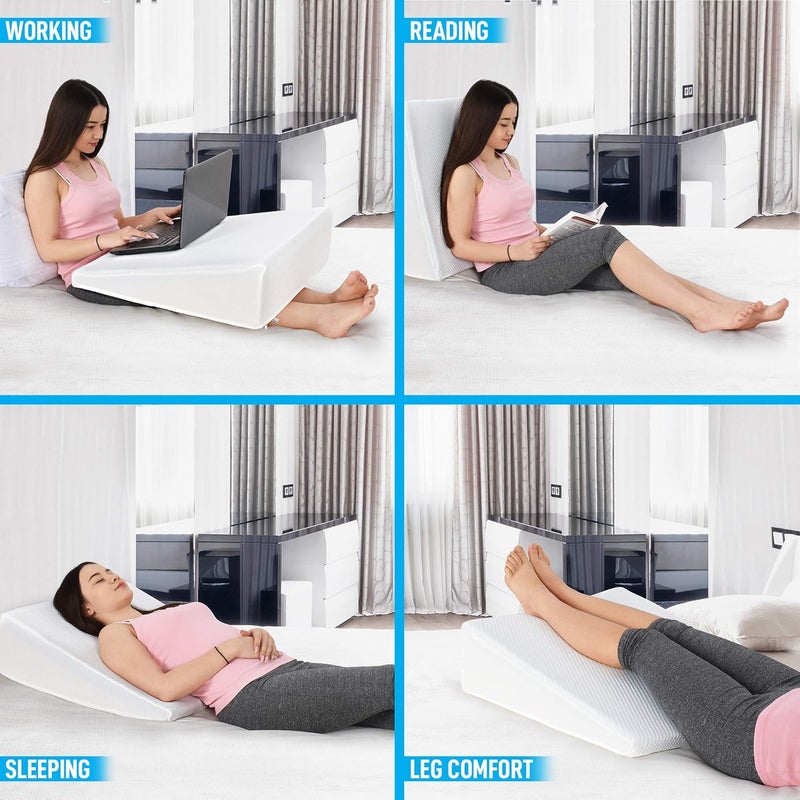 Healthex Bed Wedge Support Pillow Memory Foam For Acid Reflux GERD Reduce Back Pain Snoring And Breathing Problems Great For Sleeping Reading Rest Elevation Washable Cover MA STYLES - Image 5