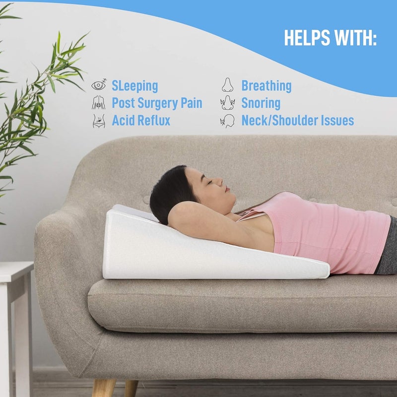 Healthex Bed Wedge Support Pillow Memory Foam For Acid Reflux GERD Reduce Back Pain Snoring And Breathing Problems Great For Sleeping Reading Rest Elevation Washable Cover MA STYLES - Image 2