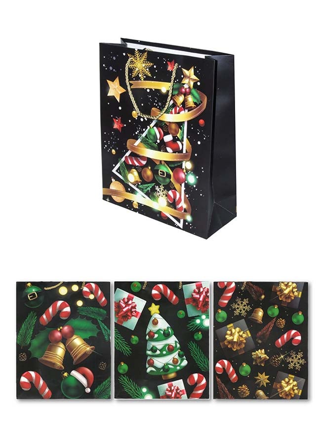 حقيبة هدايا مكونة من 4 قطع لعيد الميلاد بحجم 26X10X32 سم بتصاميم متنوعة - Image 1