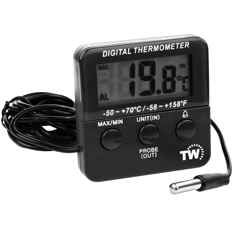 Thermometer World Digital Fridge Thermometer with Alarm Clock and Maximum/Min Temperature Function - Image 1