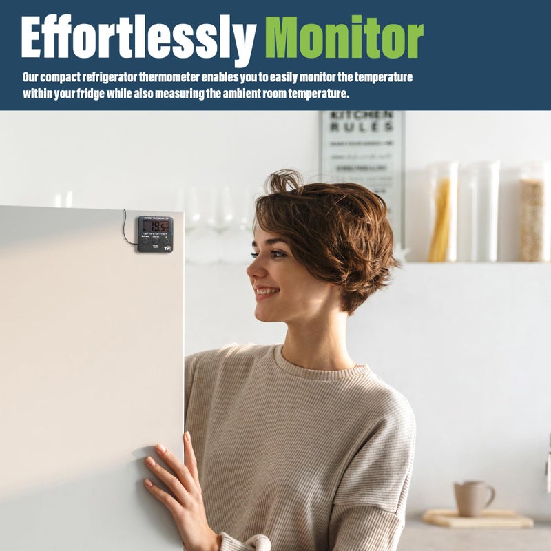 Thermometer World Digital Fridge Thermometer with Alarm Clock and Maximum/Min Temperature Function - Image 5